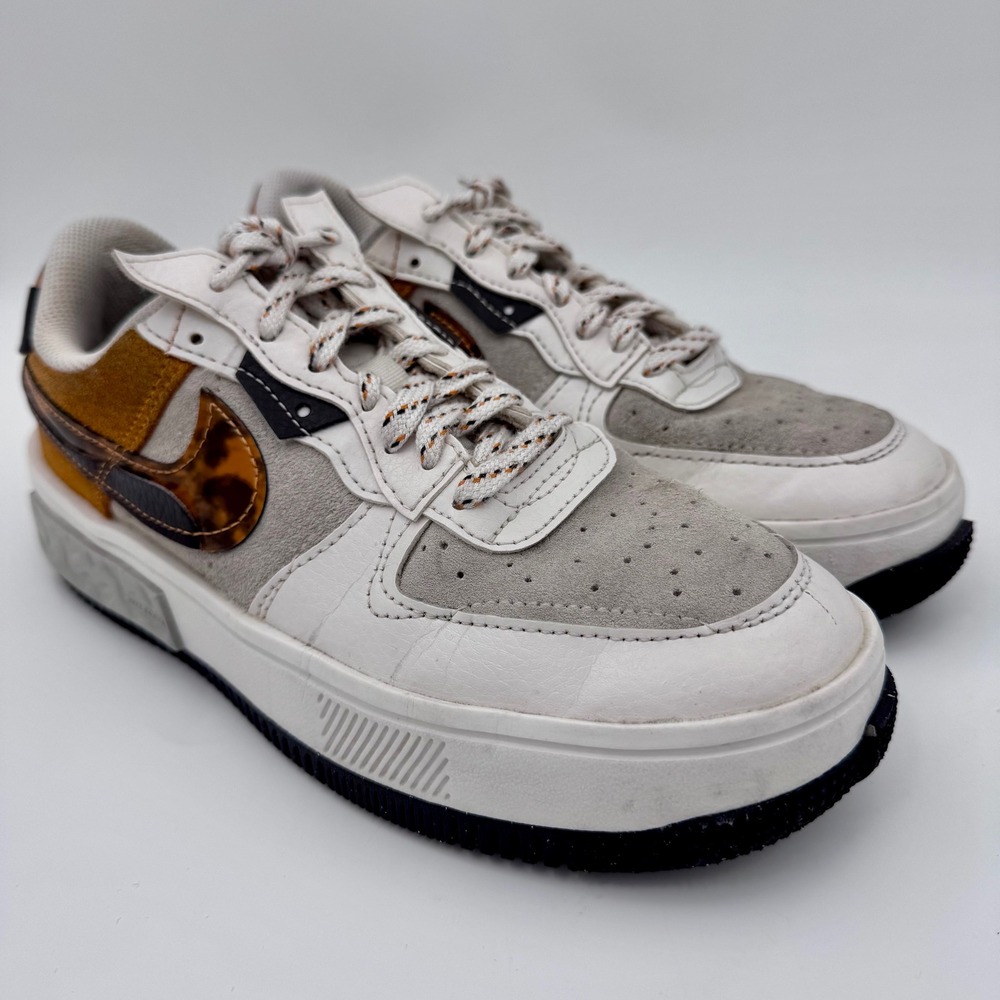 Nike Air Force‎ 1 Fontanka Tortoise Shell Suede White Sneakers DA7024-101